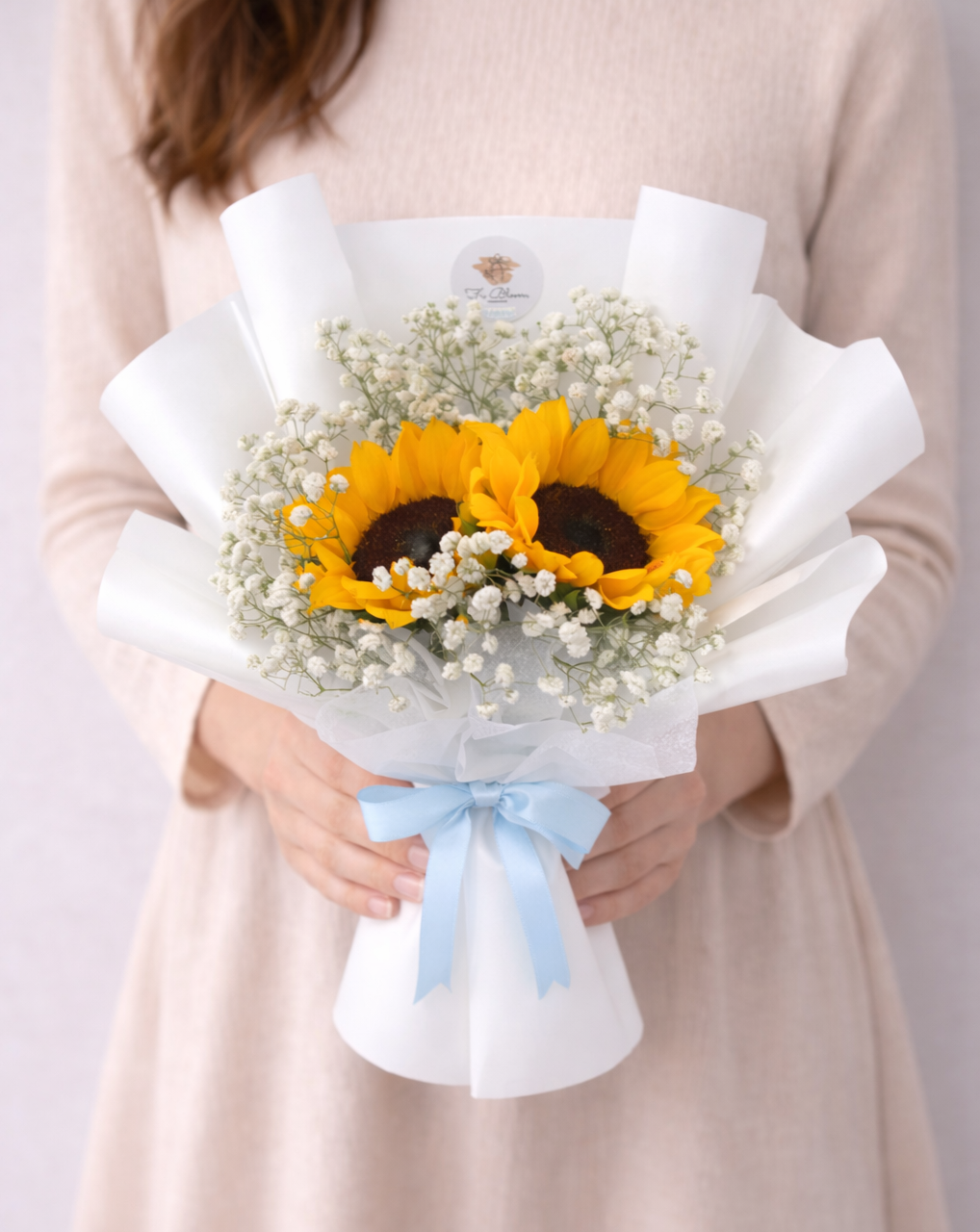 2 Sunflower & Baby's Breath Bouquet – Fu Bloom Flowers