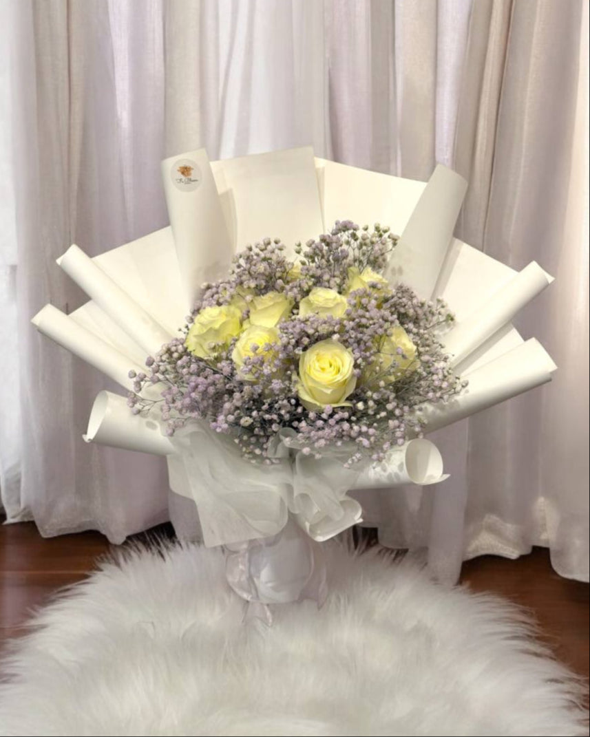 Premium Ecuador Roses & Baby's Breath Bouquet