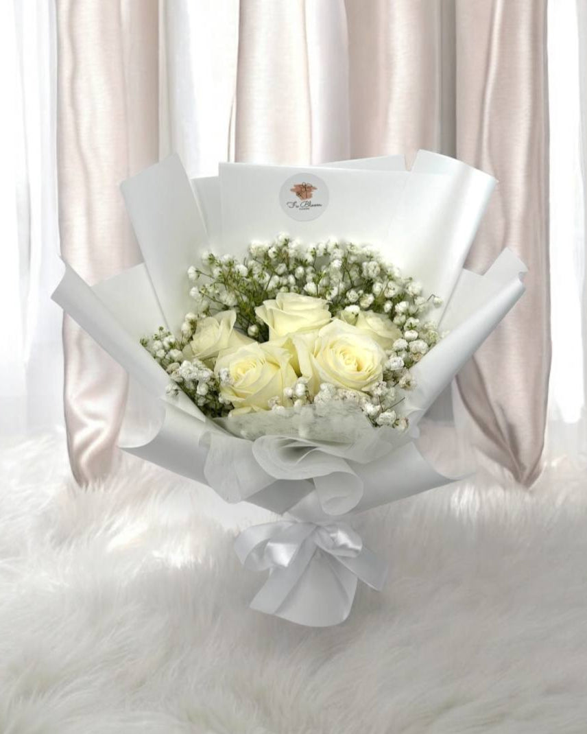 5 Roses & Baby's Breath Bouquet