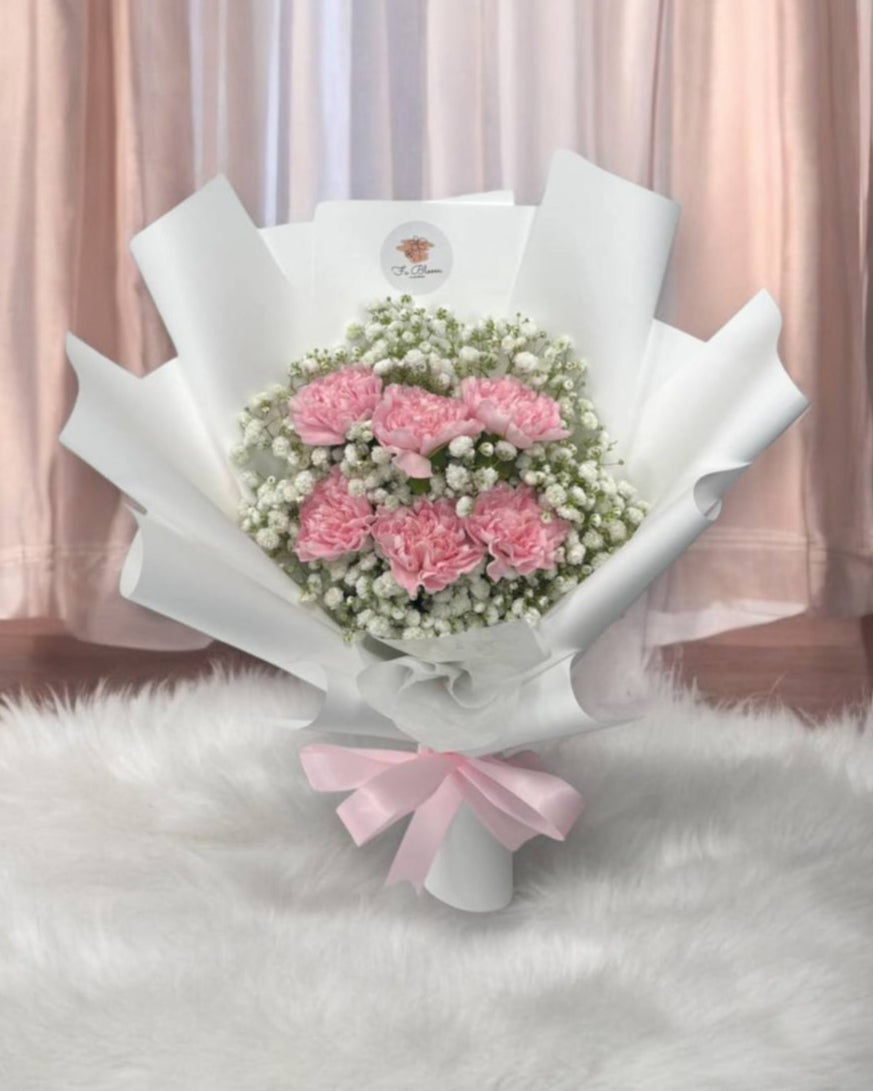 Pink Carnations with Baby's Breath