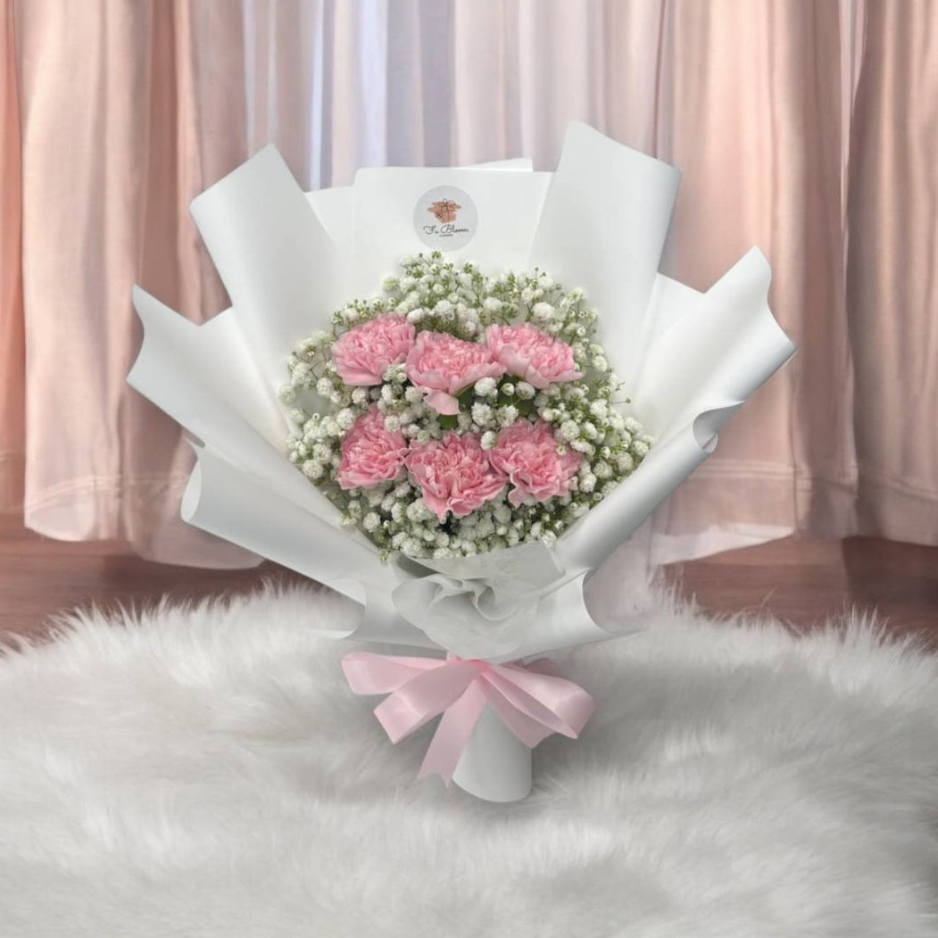 Pink Carnations with Baby's Breath