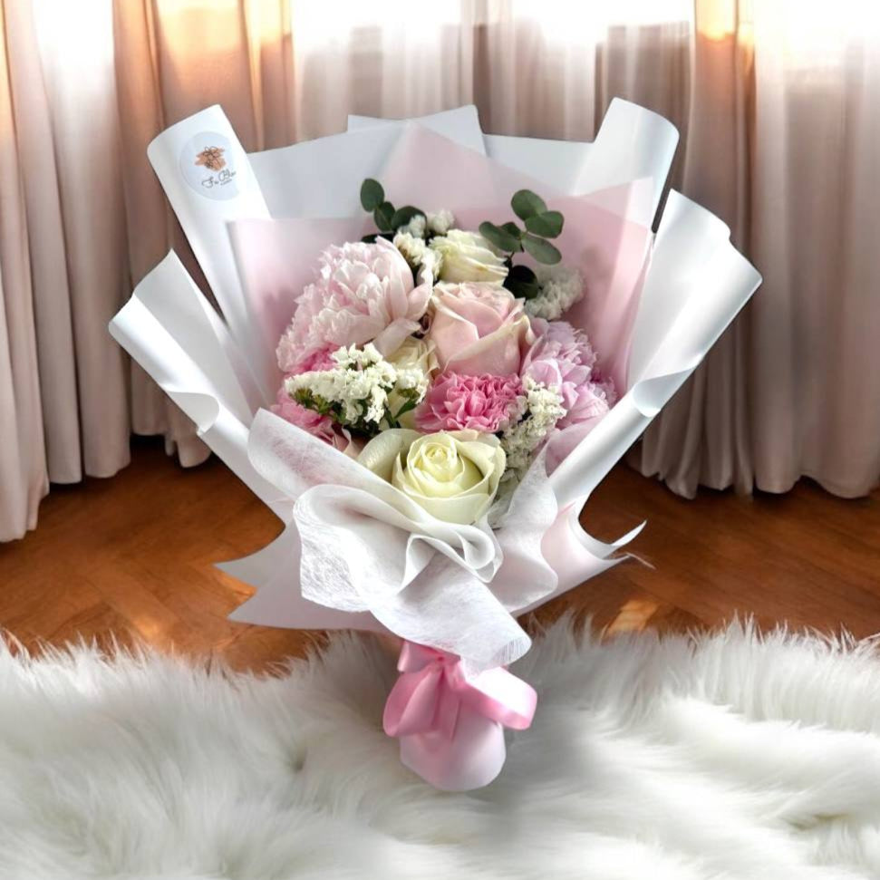Peony, Roses & Carnation Bouquet