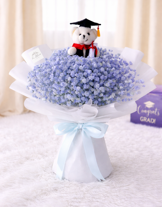 [GRAD] Blue Baby's Breath Bouquet