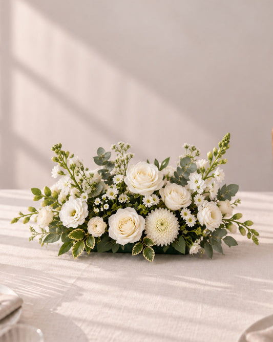 Ivory Themed Table Centerpiece