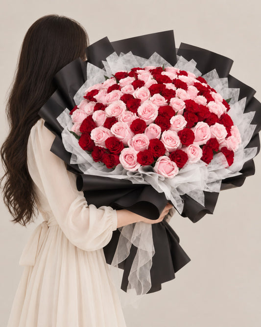 99 Pink & Red Roses Bouquet