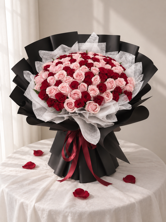 Pink & Red Roses Mixed Bouquet