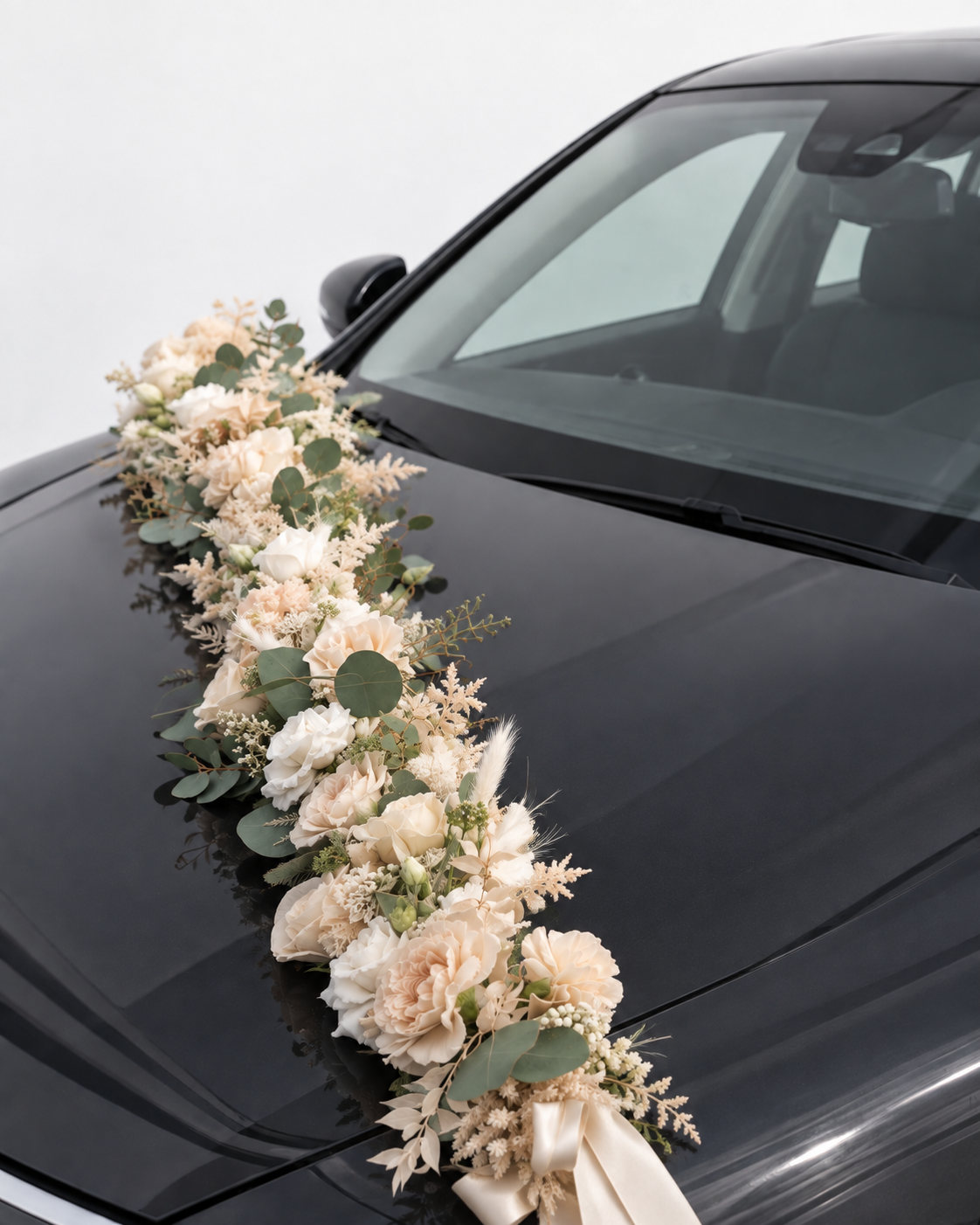 Champagne Themed Bridal Car Decor
