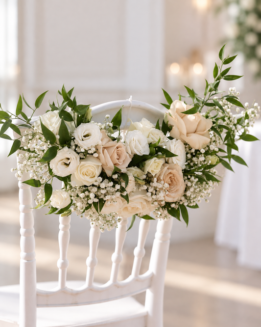 Champagne Themed Solemnization Chair Decor