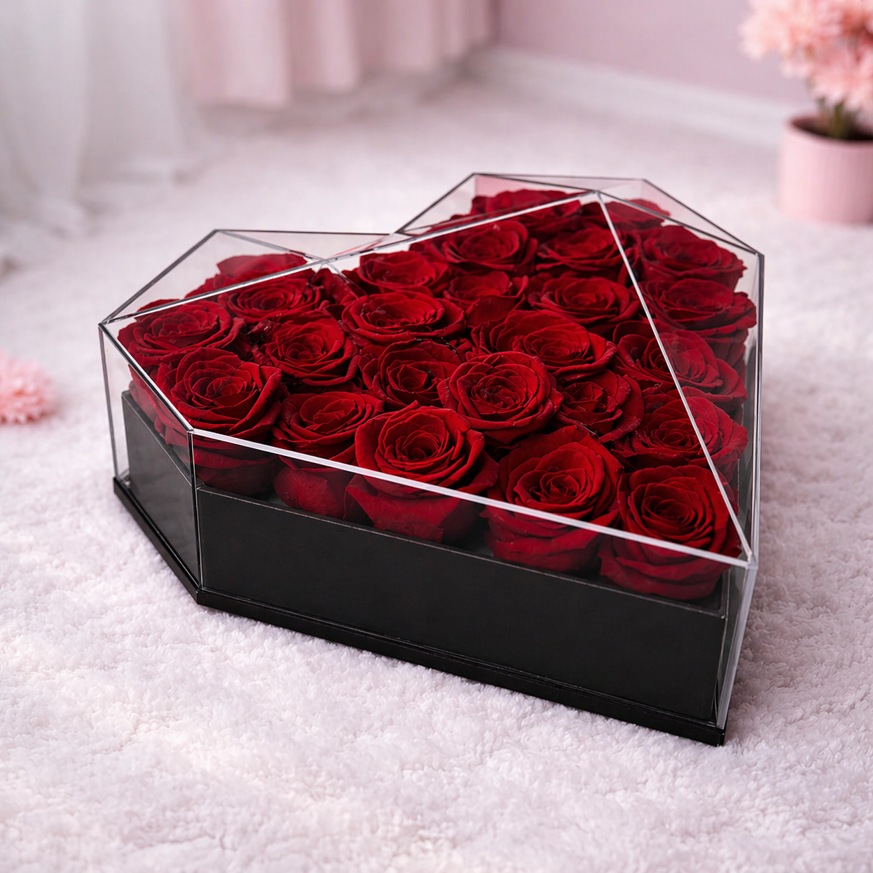 Pristine Preserved Roses Heart Bloombox