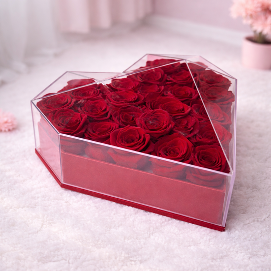 Pristine Preserved Roses Heart Bloombox