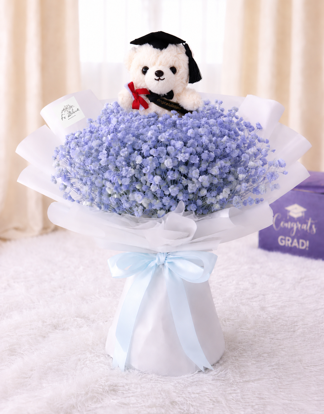 [GRAD] Blue Baby's Breath Bouquet