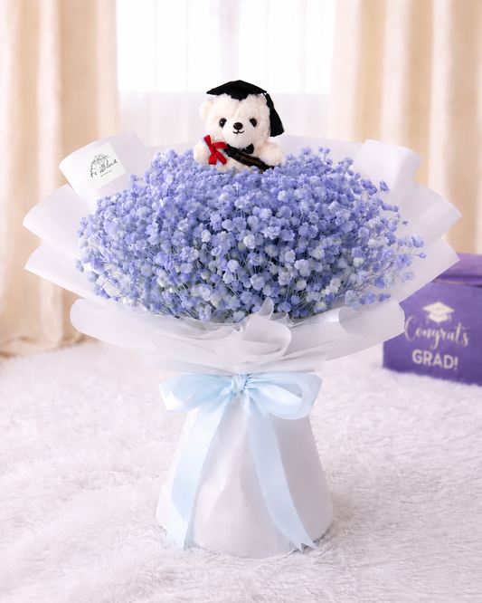 [GRAD] Blue Baby's Breath Bouquet