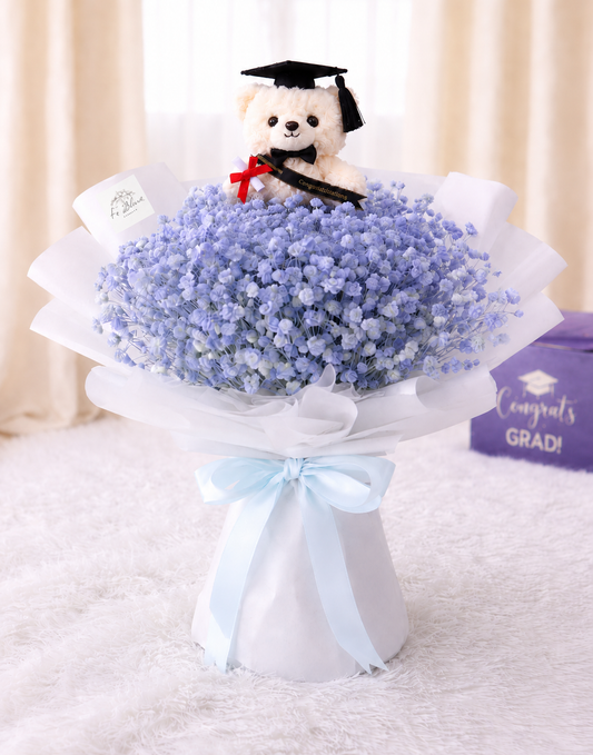 [GRAD] Blue Baby's Breath Bouquet