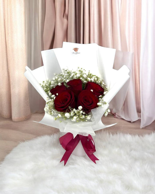 5 Roses & Baby's Breath Bouquet