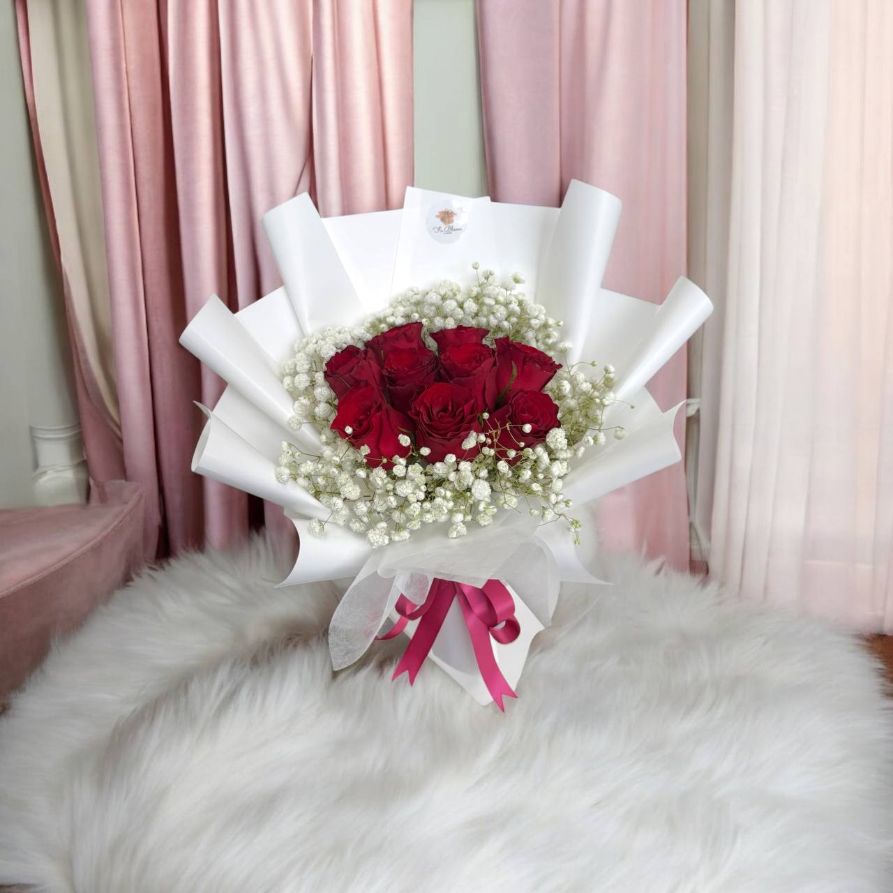 9 Roses & Baby's Breath Bouquet