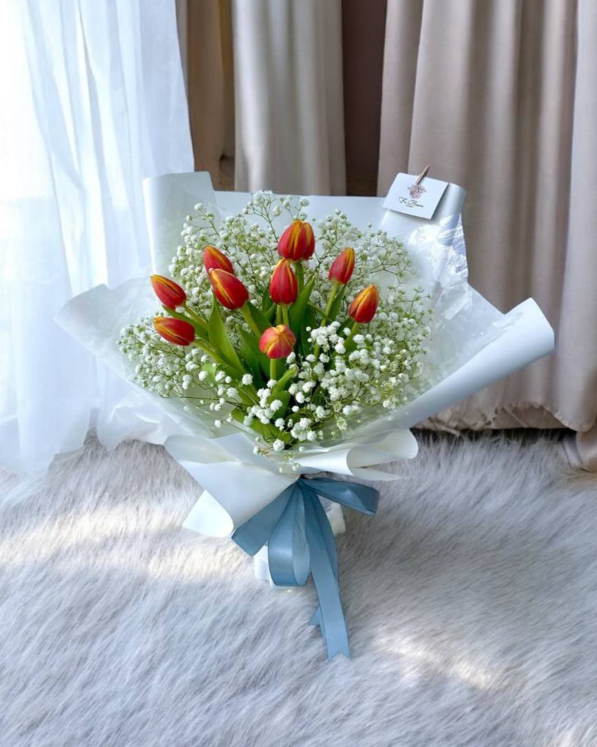 Tulips & Baby's Breath Bouquet