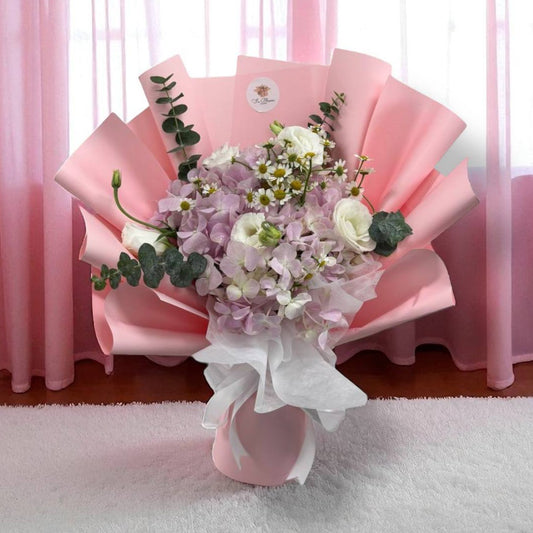 Pink Hydrangea Eustoma Daisy Bouquet