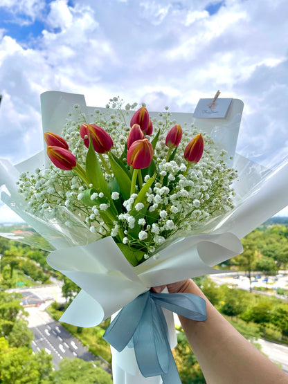 Tulips & Baby's Breath Bouquet