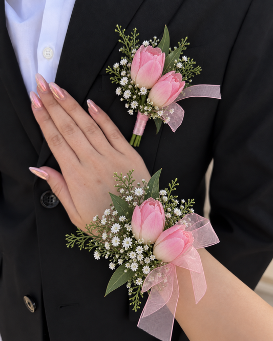 Pink Themed Corsage & Boutonniere