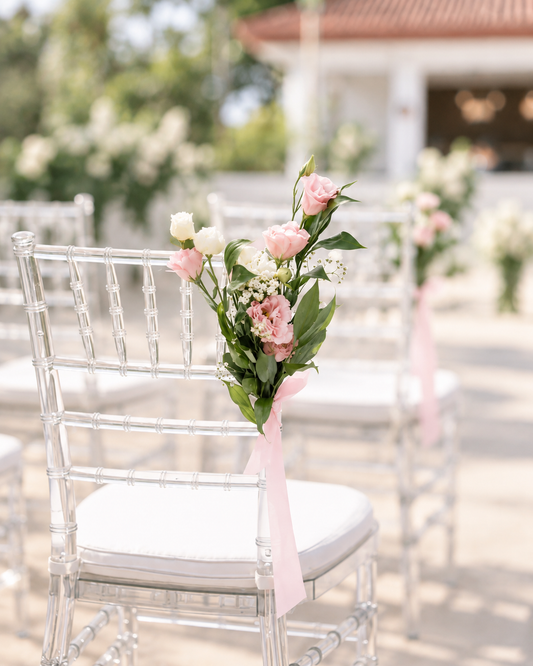 Pink Themed Solemnization Chair Decor