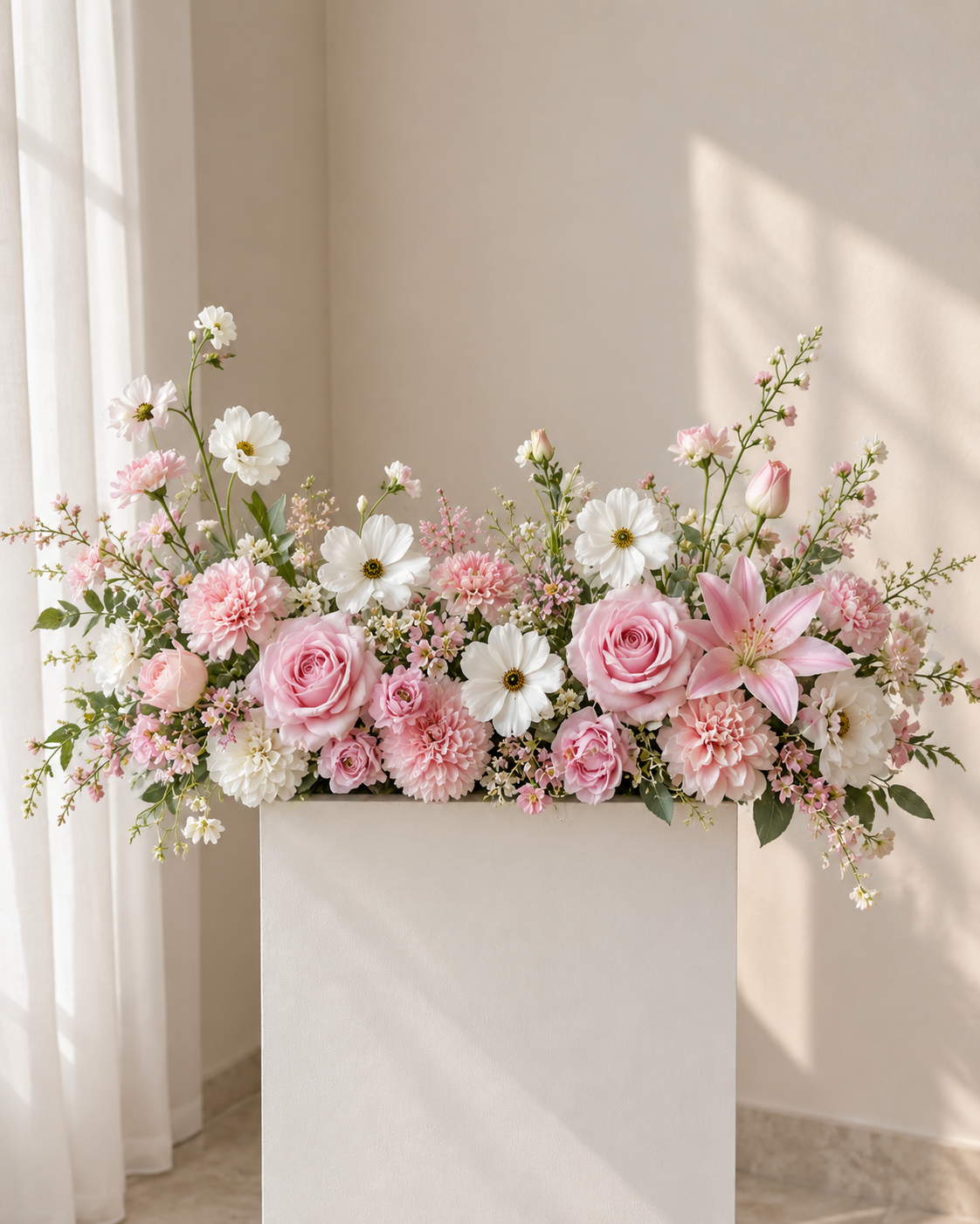 Pink Themed Wedding Hedge