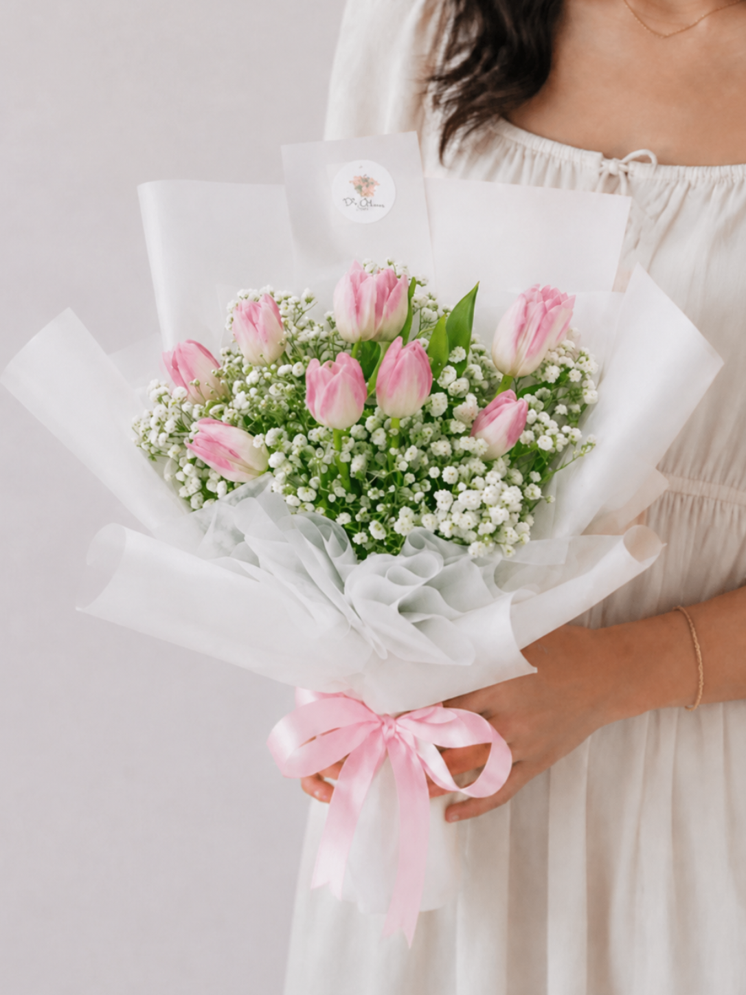 Pink Tulips & Baby's Breath
