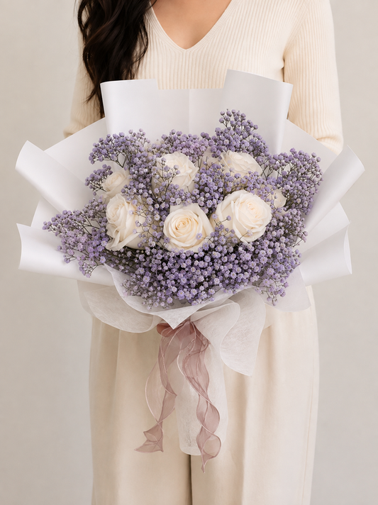 Premium Ecuador Roses & Baby's Breath Bouquet