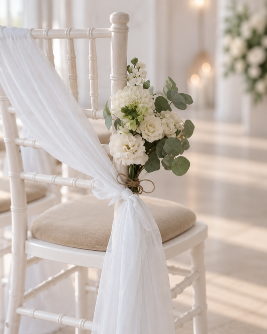 Ivory Themed Solemnization Chair Decor