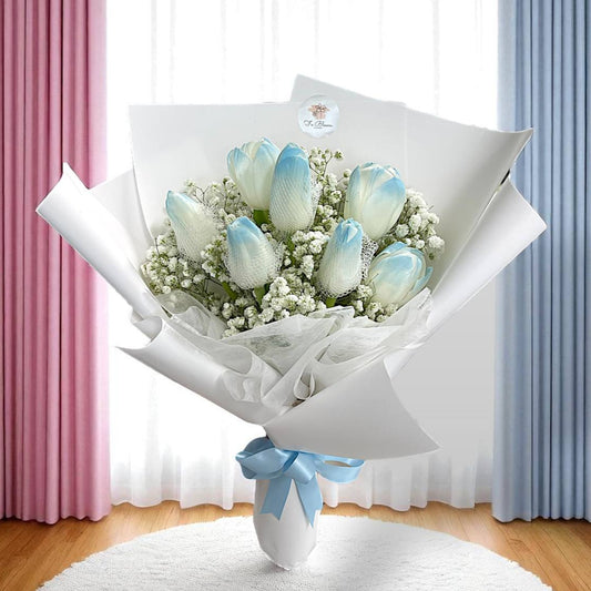 [NEW ARRIVAL SALE] Blue Tulips & Baby's Breath