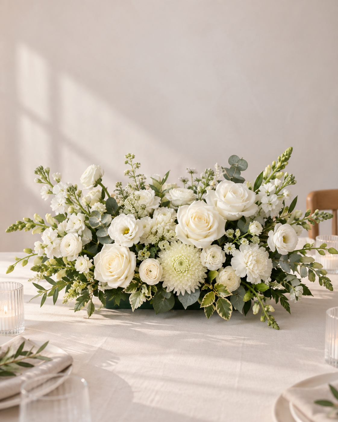 Ivory Themed Table Centerpiece